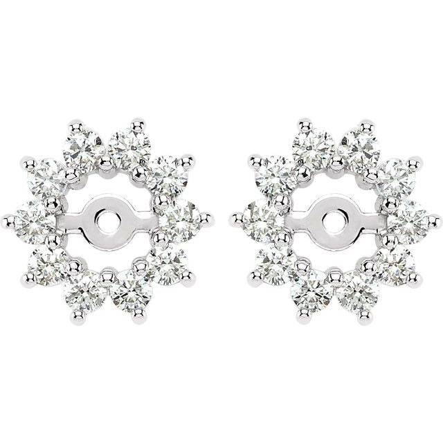 14K White 5/8 CTW Diamond Earring Jackets with 3.7mm ID