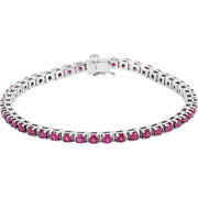 14K White Lab-Grown Ruby Line 7' Bracelet
