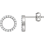 14k White 1/5 Ctw Natural Diamond Circle Earrings