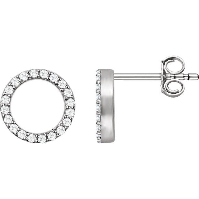 14k White 1/5 Ctw Natural Diamond Circle Earrings