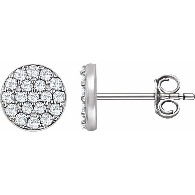 14k White 1/3 Ctw Natural Diamond Cluster Earrings