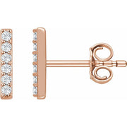 14K Rose 1/10 CTW Lab-Grown Diamond Bar Earrings