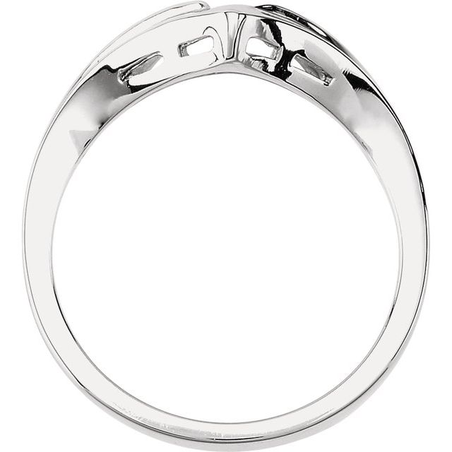 14K White V Ring