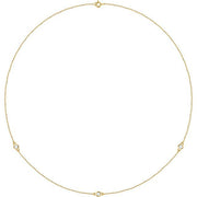 14k Yellow 1/4 Ctw Natural Diamond 3-station 18' Necklace