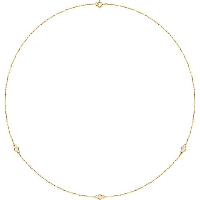 14k Yellow 1/4 Ctw Natural Diamond 3-station 18' Necklace