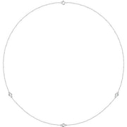 14k White 1/4 Ctw Natural Diamond 3-station 18' Necklace