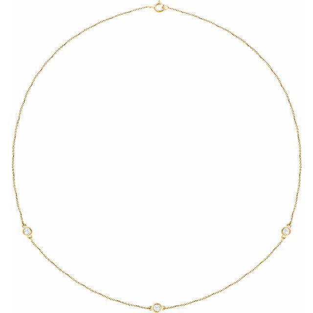 14k Yellow 1/3 Ctw Natural Diamond 3-station 18' Necklace