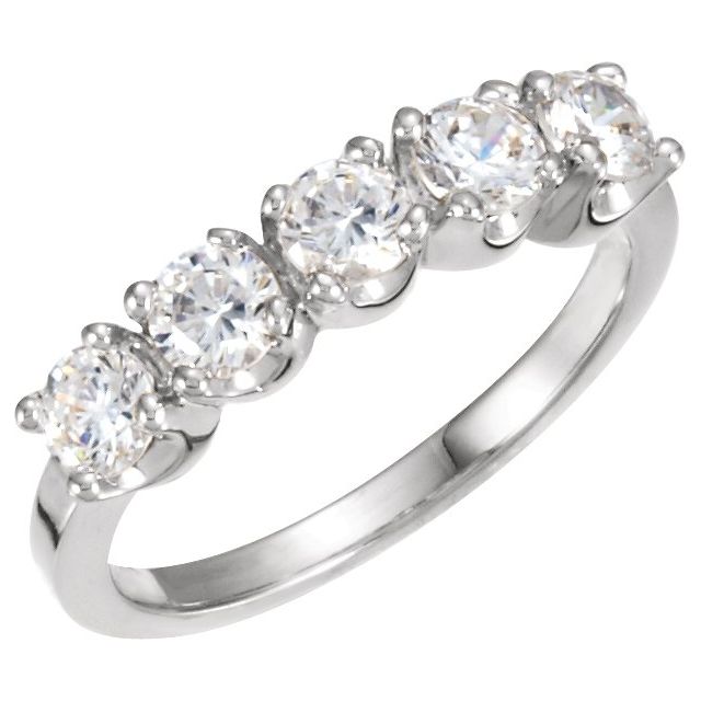14k White 1 Ctw Natural Diamond Anniversary Band