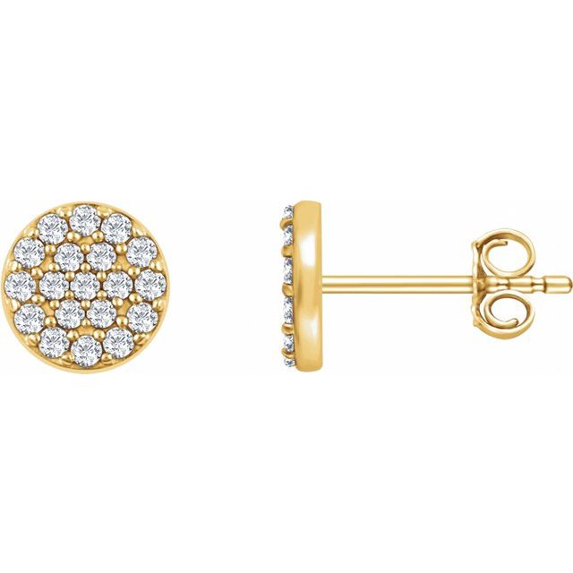 14k Yellow 1/3 Ctw Natural Diamond Cluster Earrings