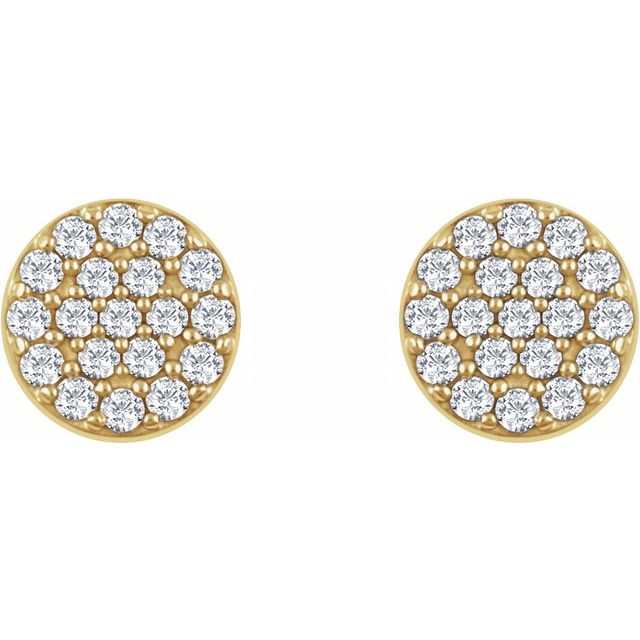 14k Yellow 1/3 Ctw Natural Diamond Cluster Earrings