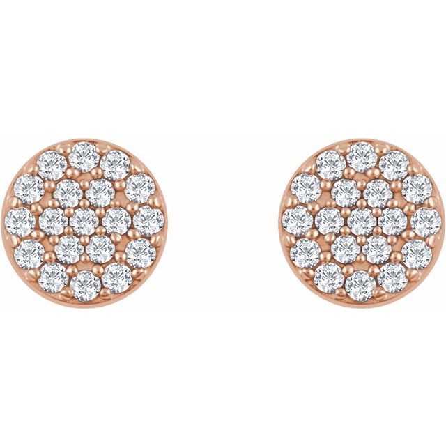 14k Rose 1/3 Ctw Natural Diamond Cluster Earrings