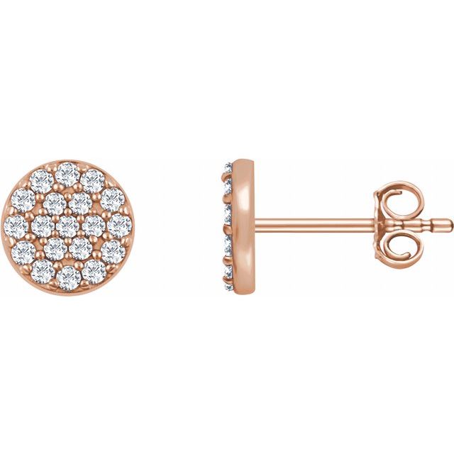 14k Rose 1/3 Ctw Natural Diamond Cluster Earrings