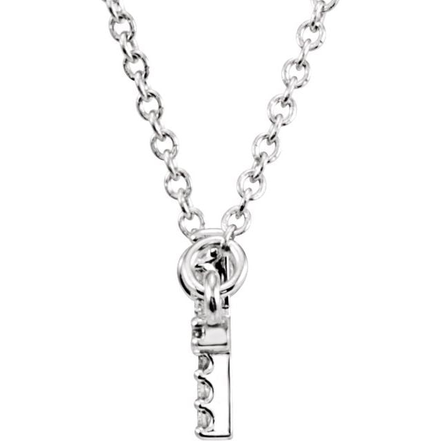 Sterling Silver .07 CTW Natural Diamond Sideways Cross 16-18' Necklace