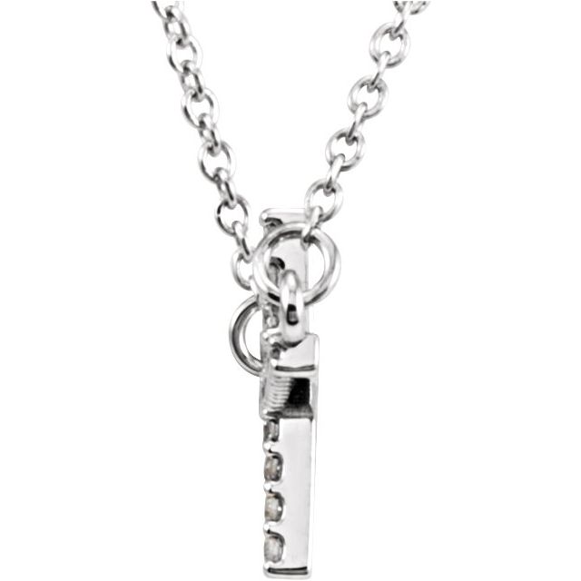 Sterling Silver 1/10 CTW Natural Diamond Sideways Cross 16-18' Necklace