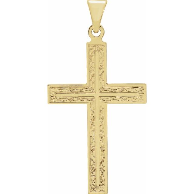 14k Yellow 28x18 Mm Cross Pendant