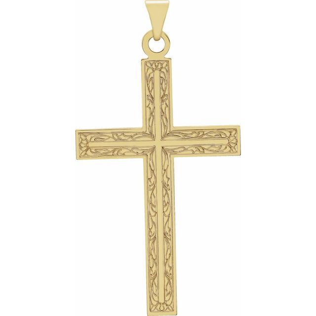 14k Yellow 39x35 Mm Cross Pendant
