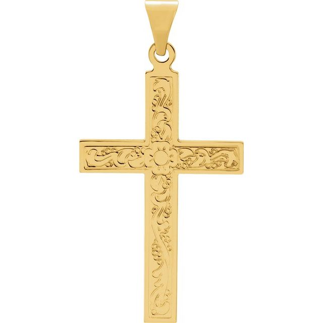 18k Yellow 28x18 Mm Cross Pendant