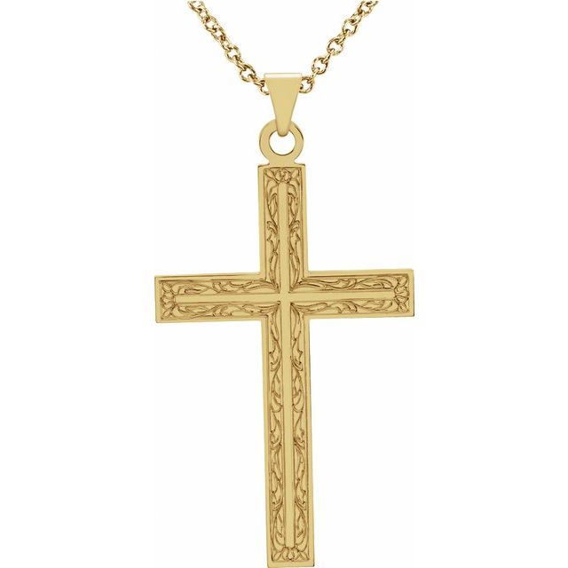 14k Yellow 28x18 Mm Cross 18' Necklace
