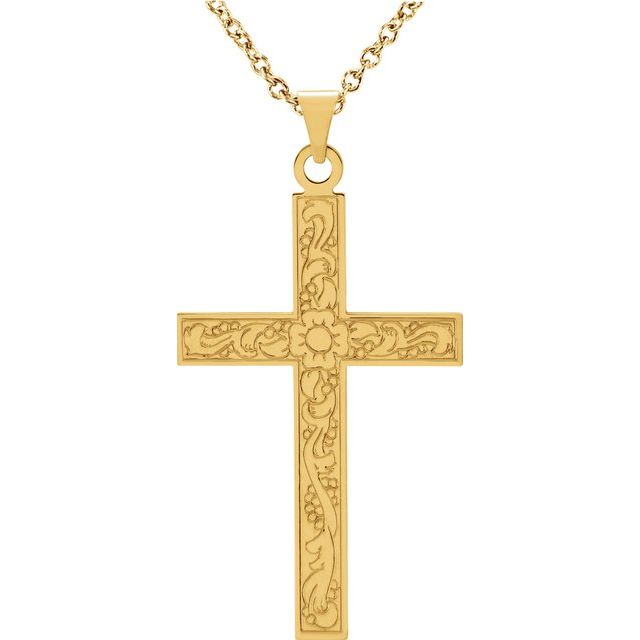 14k Yellow 28x18 Mm Cross 18' Necklace