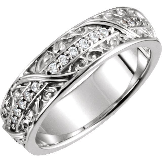 14K White 1/3 CTW Natural Diamond Eternity Band Size 7