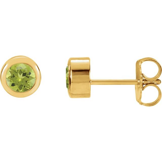 14k Yellow Natural Peridot Bezel-set Earrings
