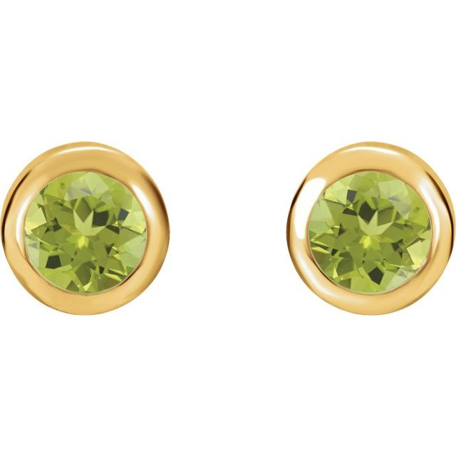 14k Yellow Natural Peridot Bezel-set Earrings