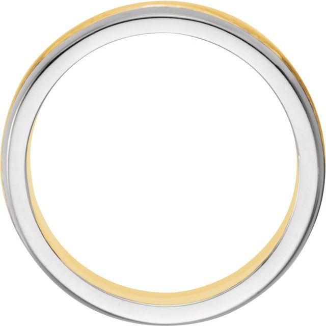 14k Yellow/white 6.75 Mm Flat Edge Band With Polished & Satin Finish Size 10