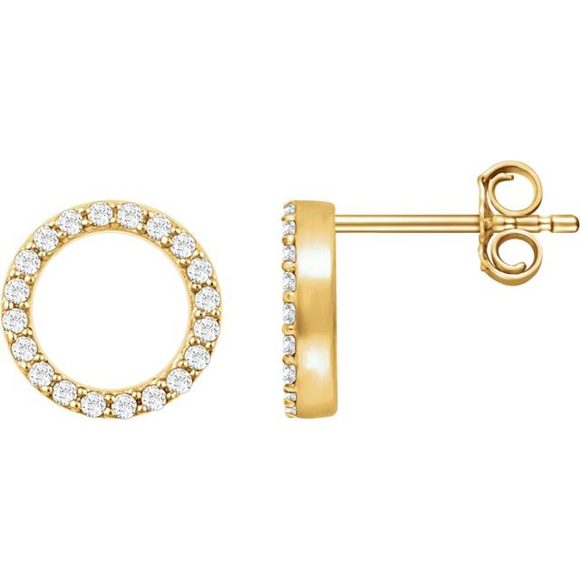 14k Yellow 1/5 Ctw Natural Diamond Circle Earrings