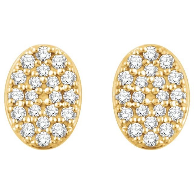 14k Yellow 1/6 Ctw Natural Diamond Cluster Earrings