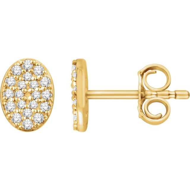 14k Yellow 1/6 Ctw Natural Diamond Cluster Earrings