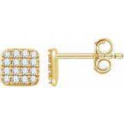 14k Yellow 1/5 Ctw Natural Diamond Cluster Earrings