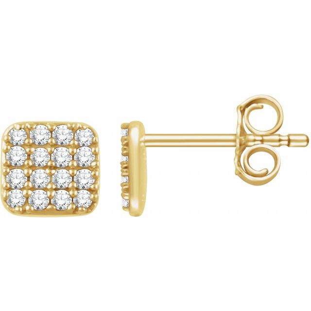 14k Yellow 1/5 Ctw Natural Diamond Cluster Earrings