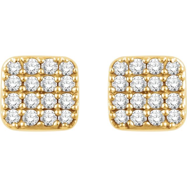 14k Yellow 1/5 Ctw Natural Diamond Cluster Earrings
