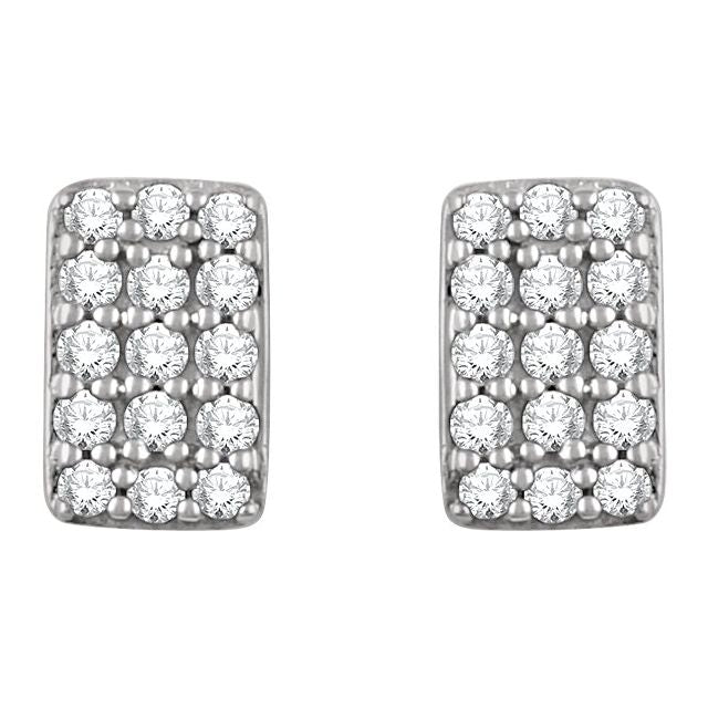 14k White 1/5 Ctw Natural Diamond Cluster Earrings