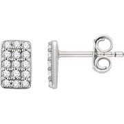 14k White 1/5 Ctw Natural Diamond Cluster Earrings