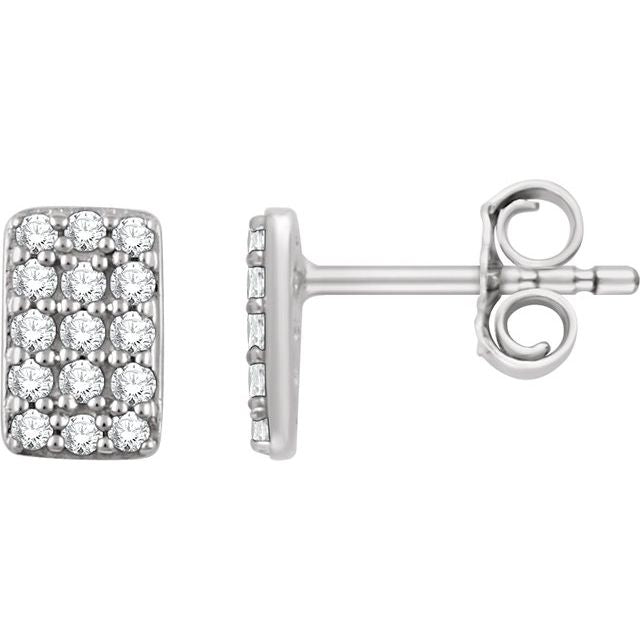 14k White 1/5 Ctw Natural Diamond Cluster Earrings