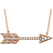 14k Rose 1/10 Ctw Natural Diamond Arrow 18' Necklace