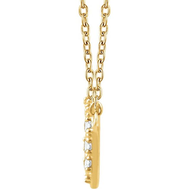 14k Yellow 1/6 Ctw Natural Diamond Cluster 16-18' Necklace