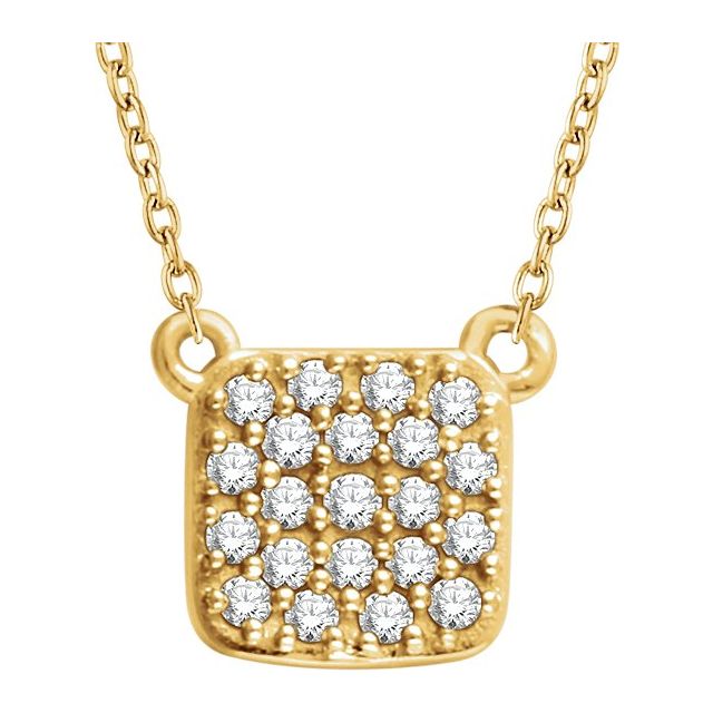 14k Yellow 1/6 Ctw Natural Diamond Cluster 16-18' Necklace