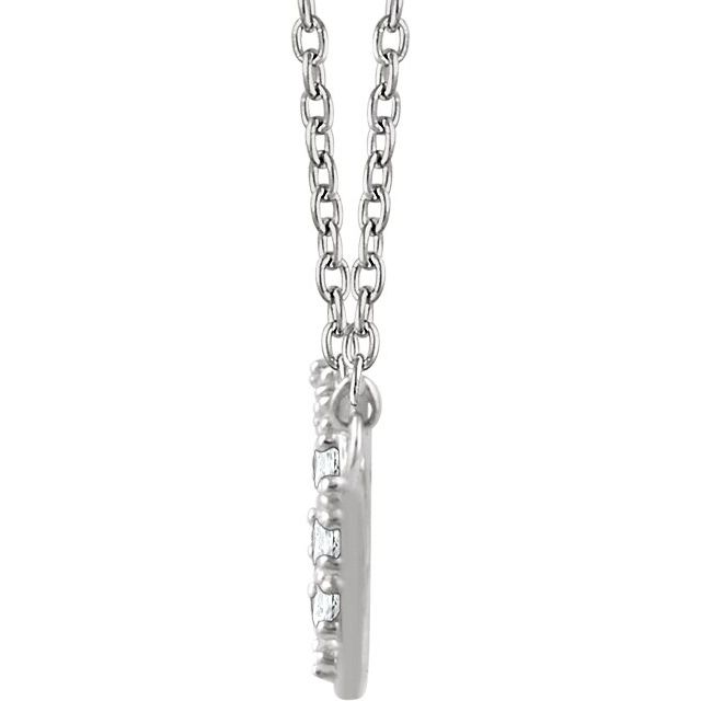 14k White 1/6 Ctw Natural Diamond Cluster 16-18' Necklace