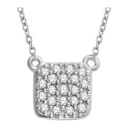 14k White 1/6 Ctw Natural Diamond Cluster 16-18' Necklace
