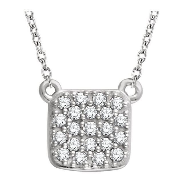 14k White 1/6 Ctw Natural Diamond Cluster 16-18' Necklace