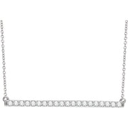 14k White 1/2 Ctw Natural Diamond Bar 16-18' Necklace