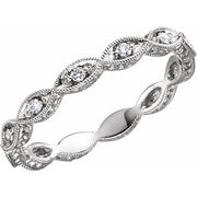 14k White 1/8 Ctw Natural Diamond Anniversary Band Size 6.5