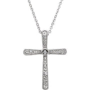 14k White .05 Ctw Natural Diamond Cross 18' Necklace