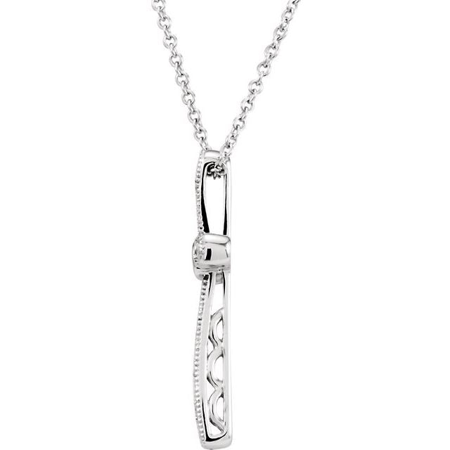 14k White .05 Ctw Natural Diamond Cross 18' Necklace