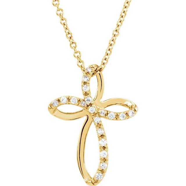 14k Yellow 1/10 Ctw Natural Diamond Cross 18' Necklace