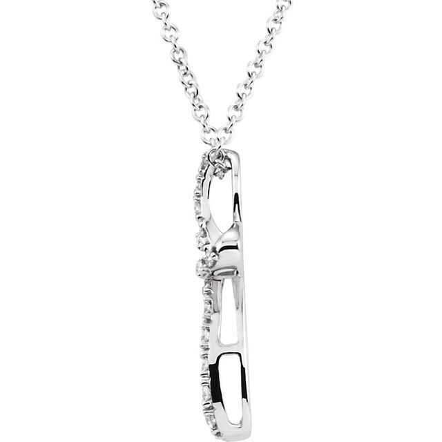 14k White 1/10 Ctw Natural Diamond Cross 18' Necklace