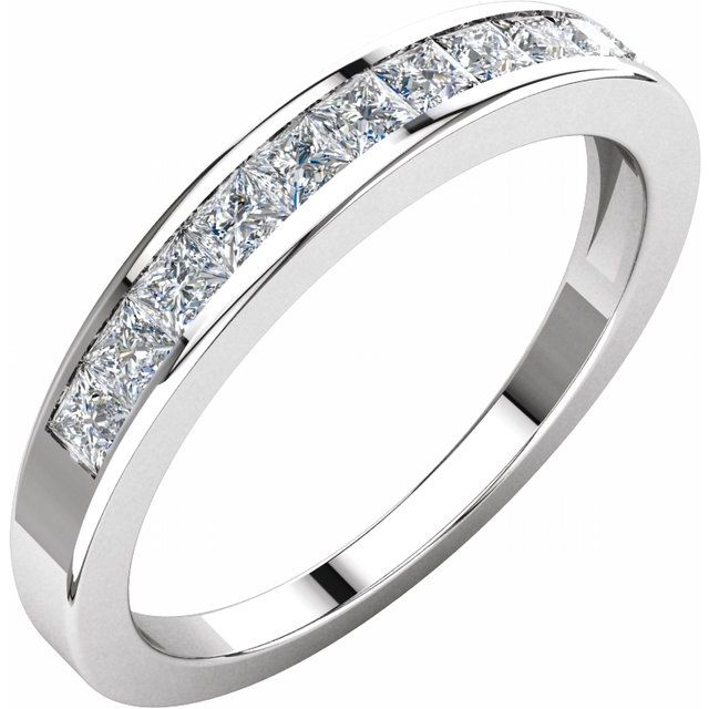 14k White 1/2 Ctw Natural Diamond Anniversary Band