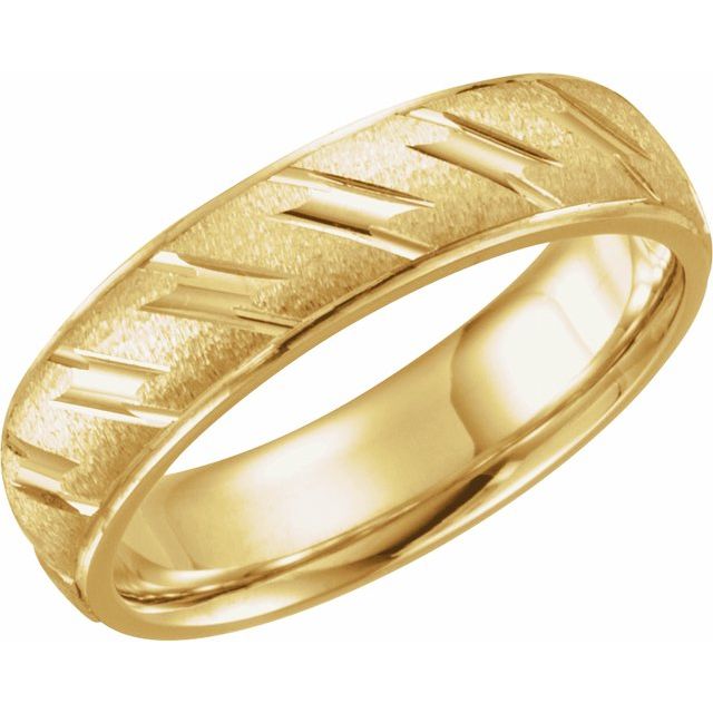 14K Yellow 6 mm Design Band Size 11.5